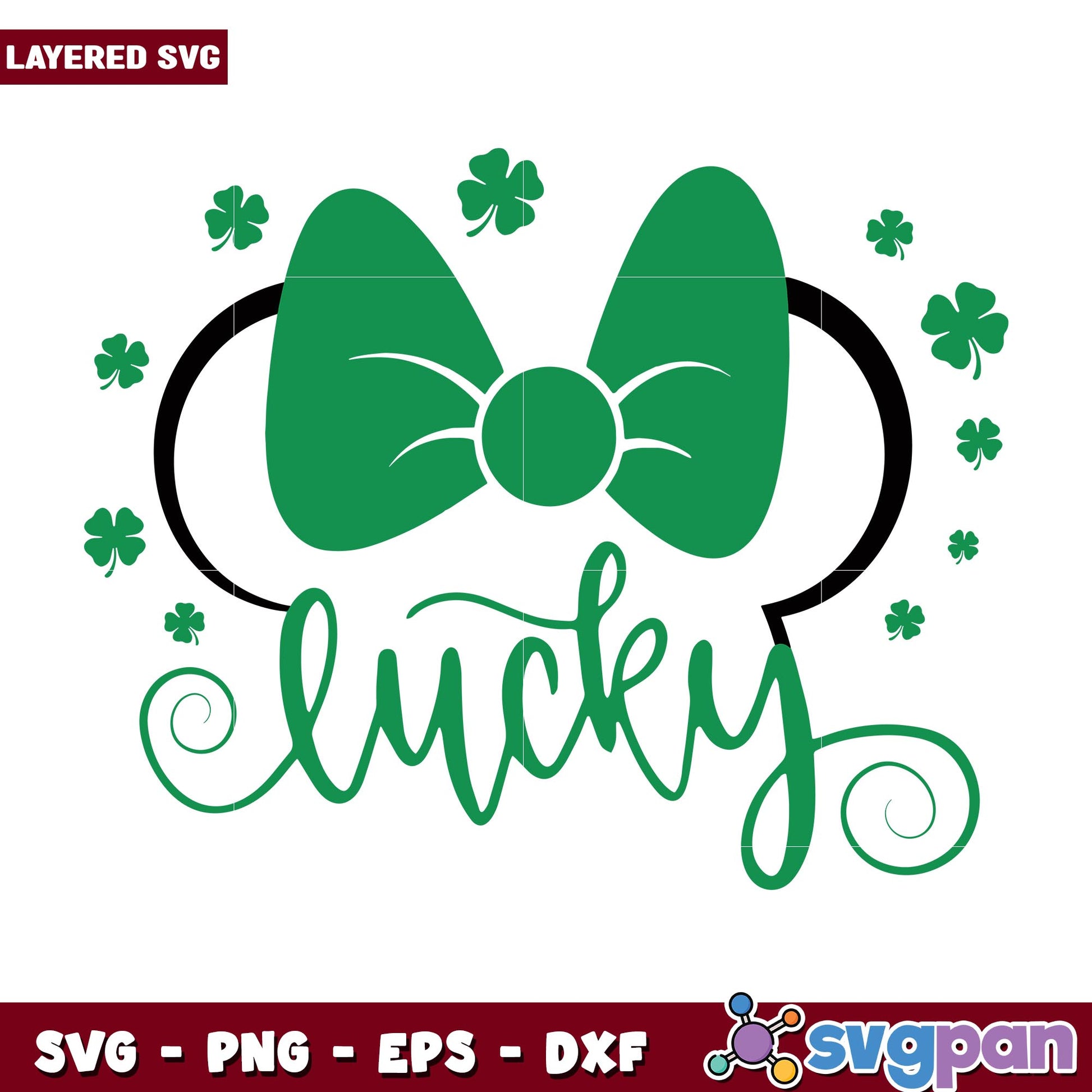 Minnie patric day lucky girl svg, Disney characters svg, Digital Download