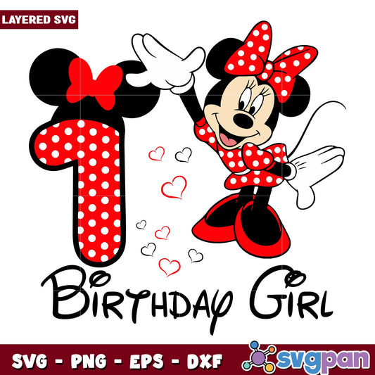Minnie red 1st birthday girl disney svg, Disney characters svg, Digital Download