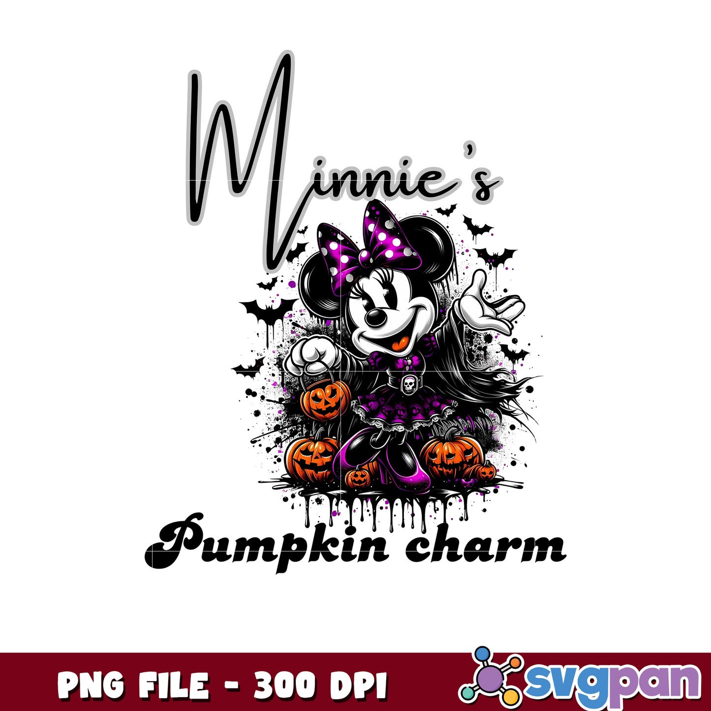 Minnie's pumpkin charm png, halloween characters png, halloween png