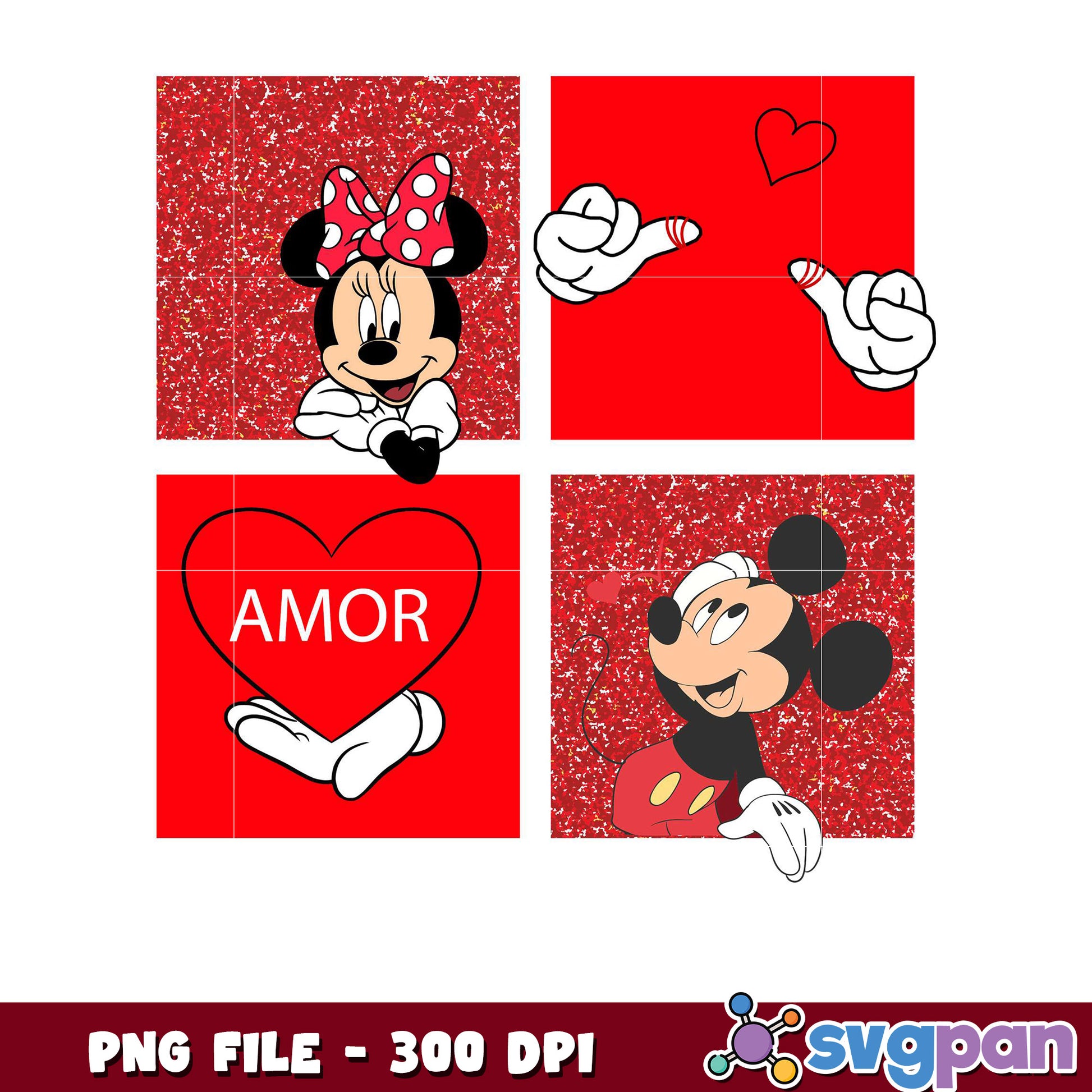 Minnie and Mickey Love Theme PNG File for Crafts, High Quality Design