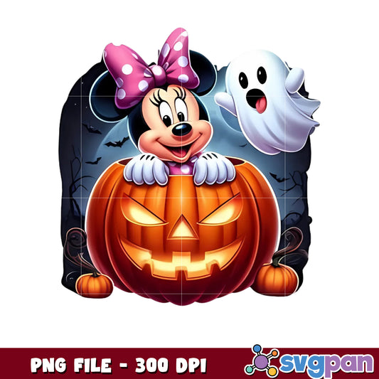 Minnie and pumpkin png, disney halloween png, halloween time png