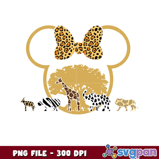 Minnie animal kingdom png, disney safari theme png, cute minnie mouse park outfit png