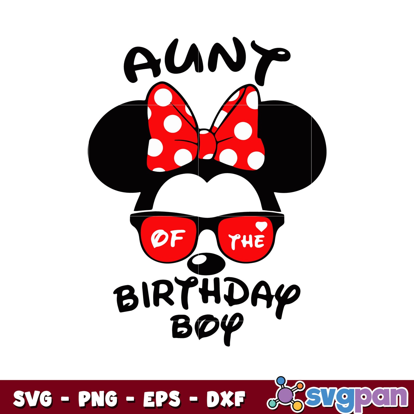 Minnie aunt of the birthday boy design svg, minnie face svg