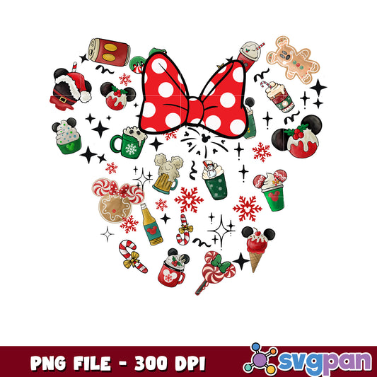 Minnie christmas design png, chistmas clipart png, cartoon png