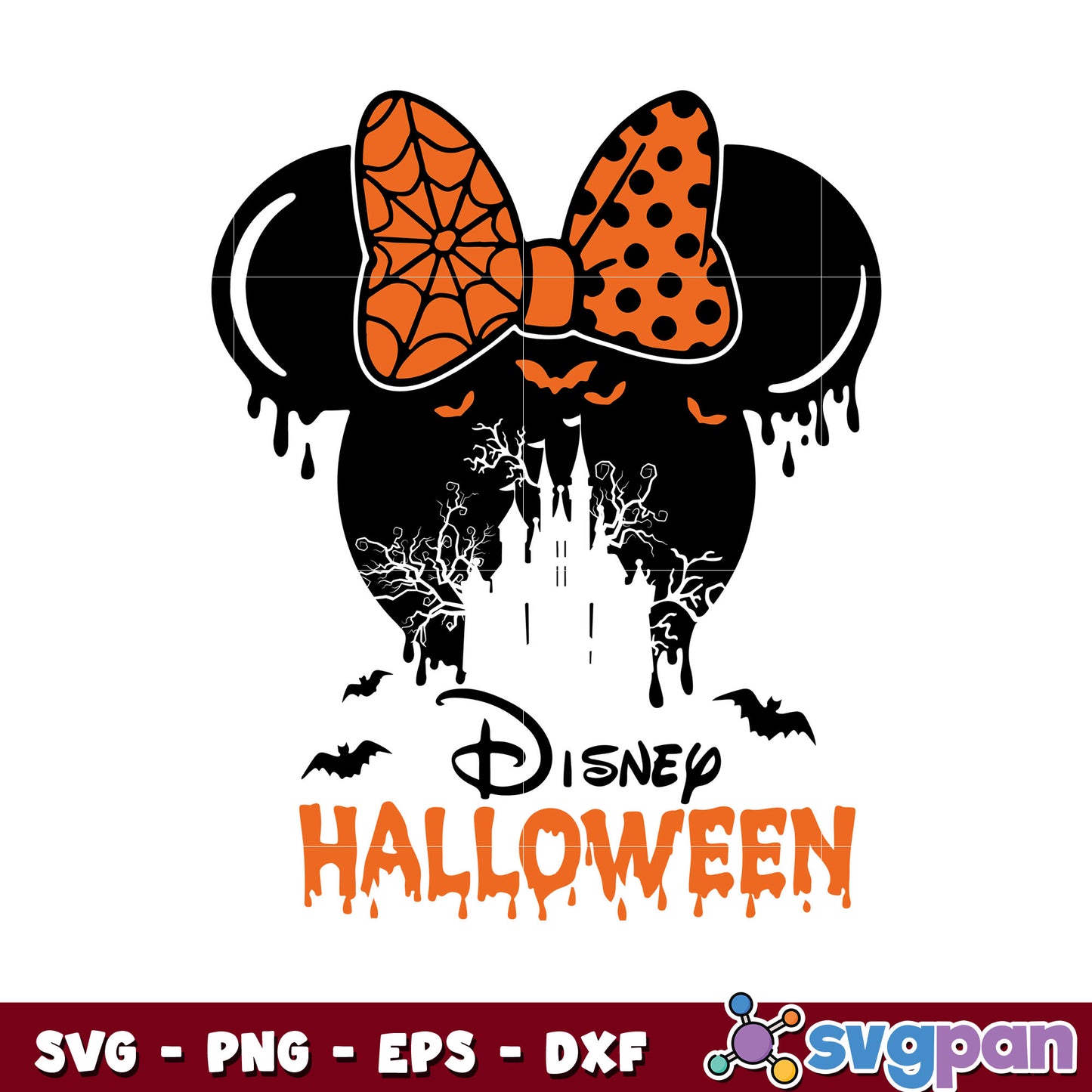 Minnie disney castle mouse halloween svg, minnie head svg