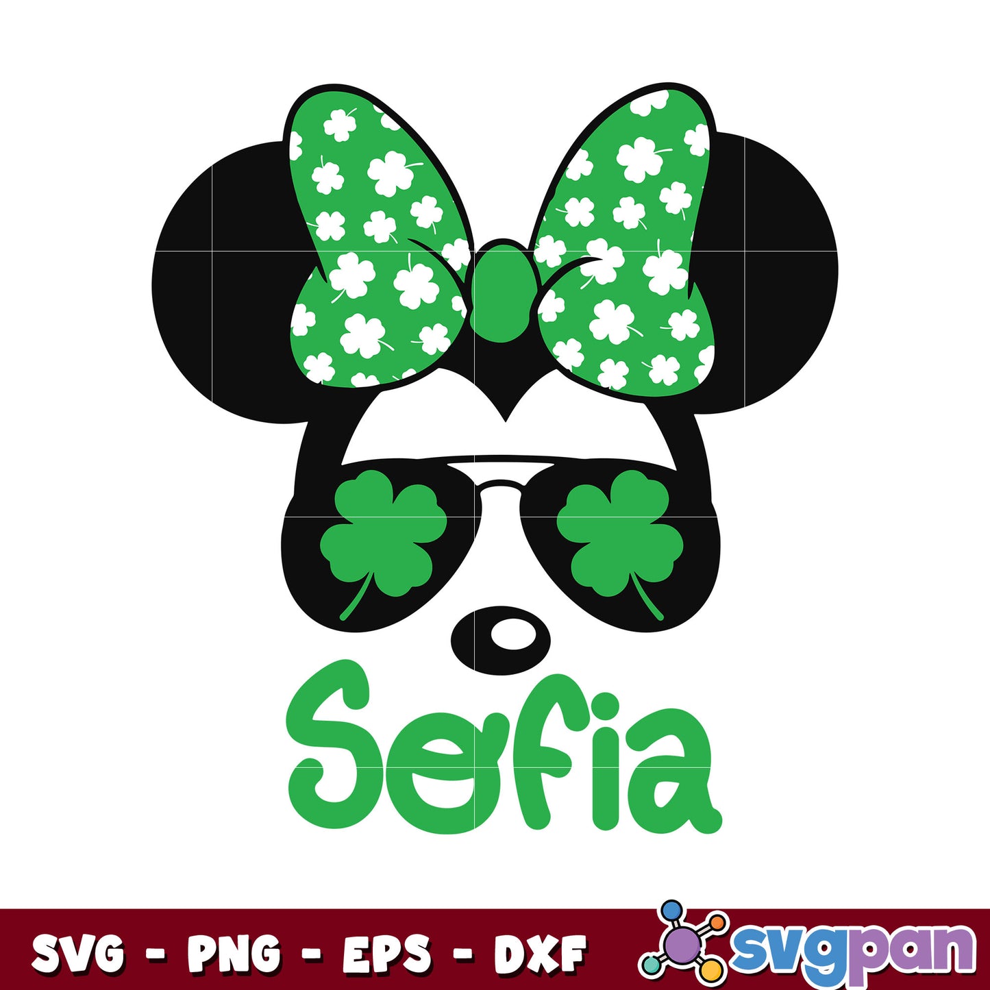 Minnie face disney sofia patrick's day svg, minnie mouse ears​ svg