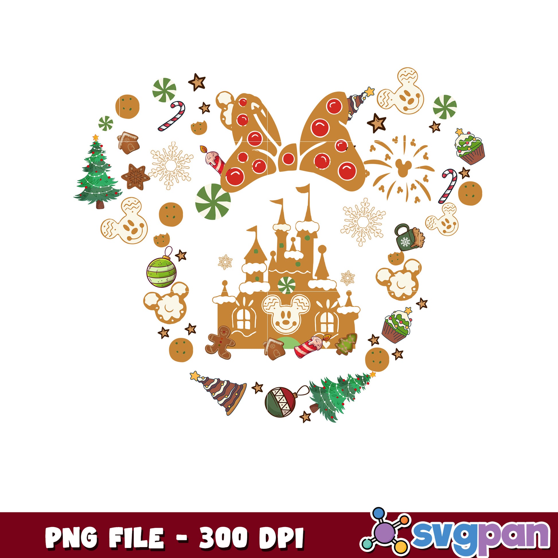 Minnie ginger cookies png, chistmas design png, disney cartoon png