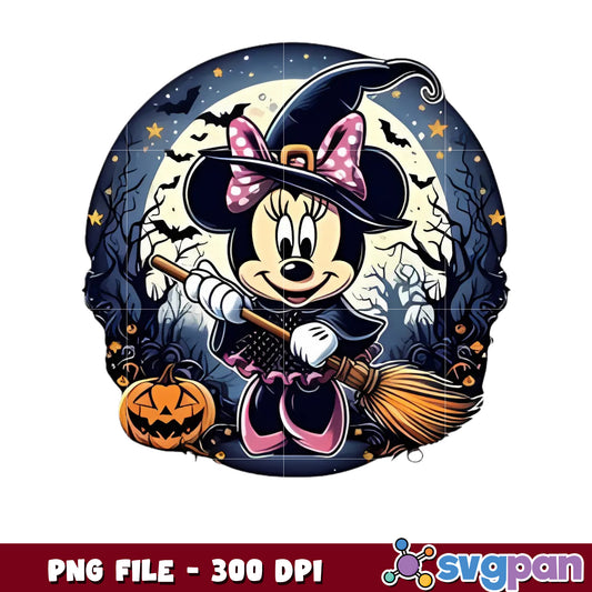 Minnie halloween witch design png, disney halloween png, halloween time png