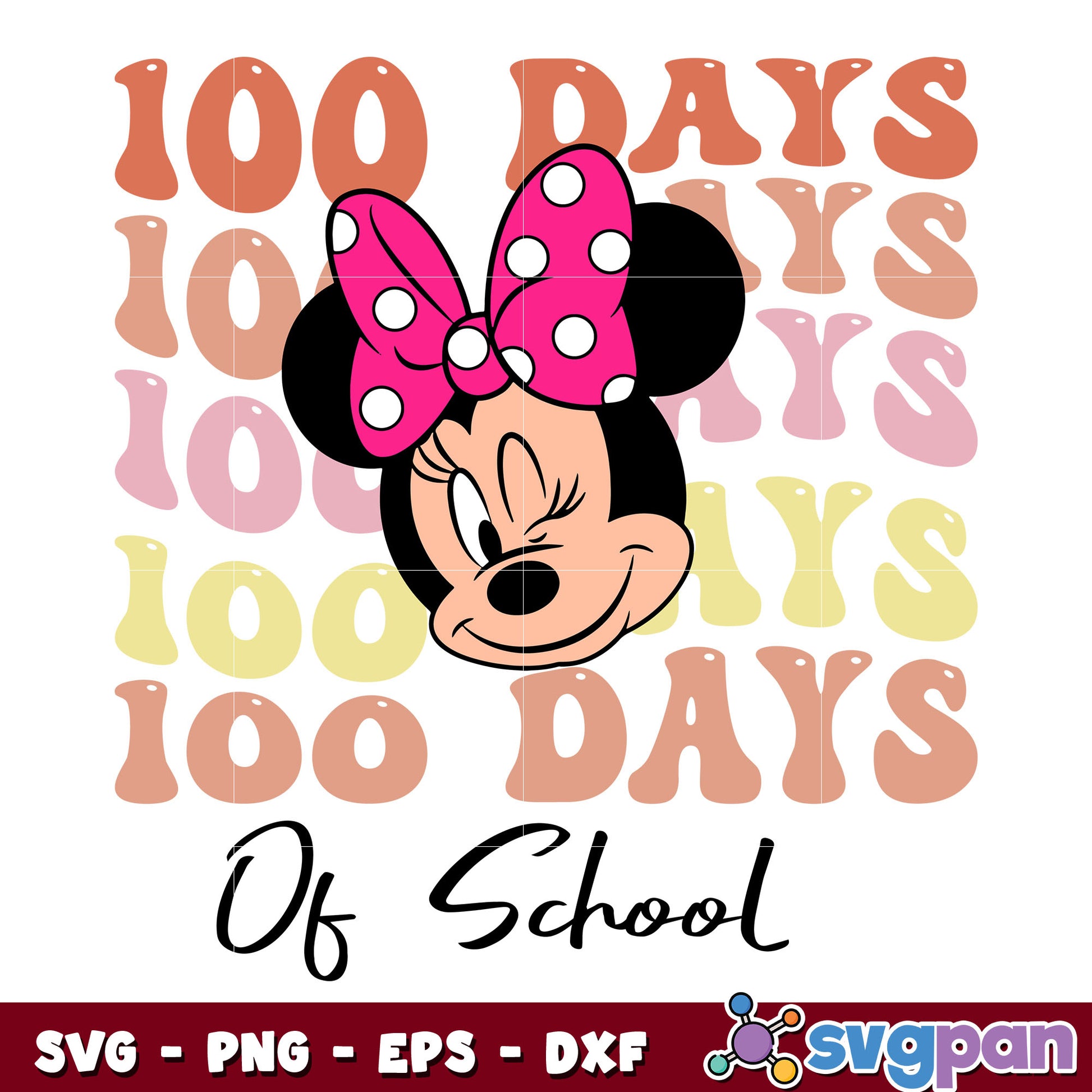 Minnie head 100 day of school svg