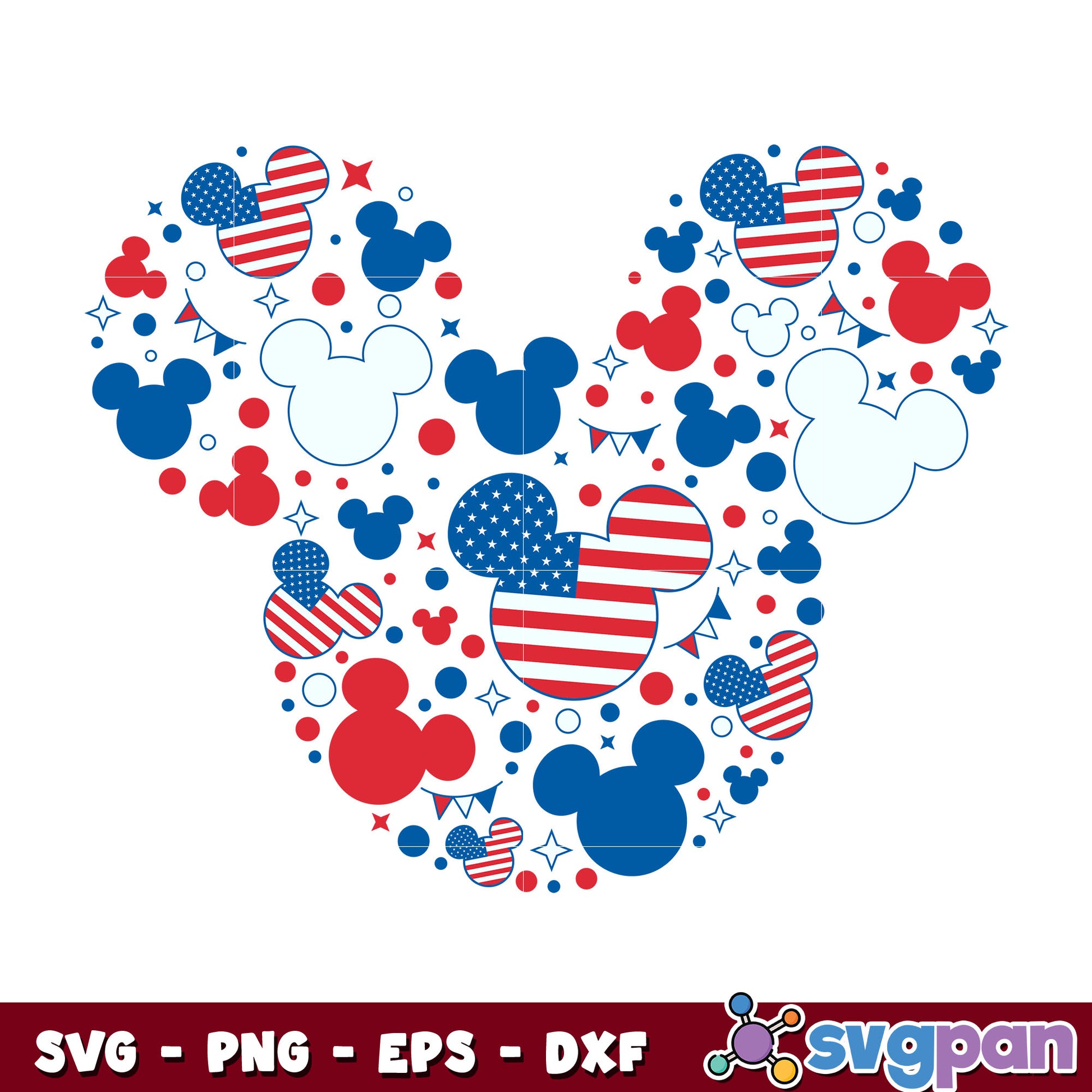 Minnie head 4th of july svg