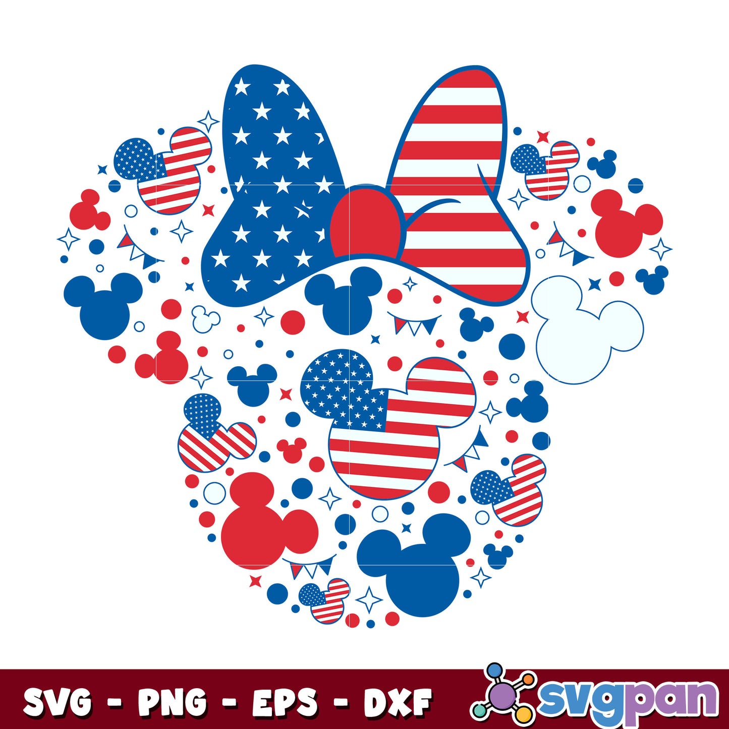 Minnie head 4th of july svg