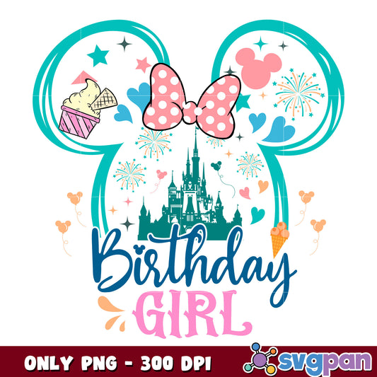 Minnie head birthday girl png, mickey birthday png, minnie png