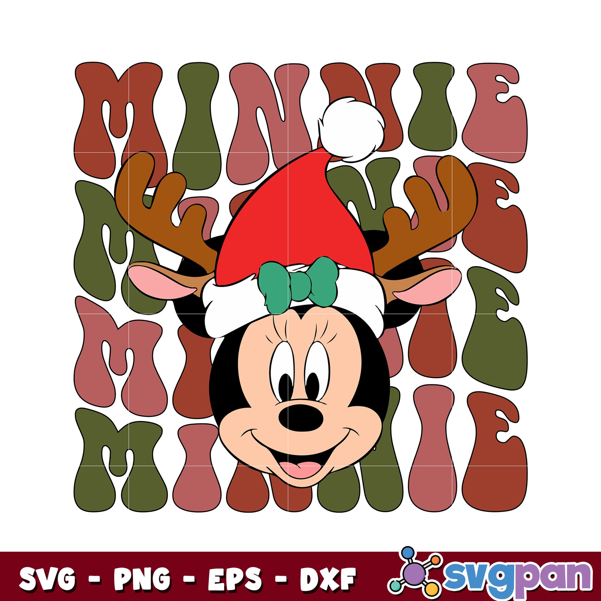 Minnie head christmas hat design svg, santa christmas svg
