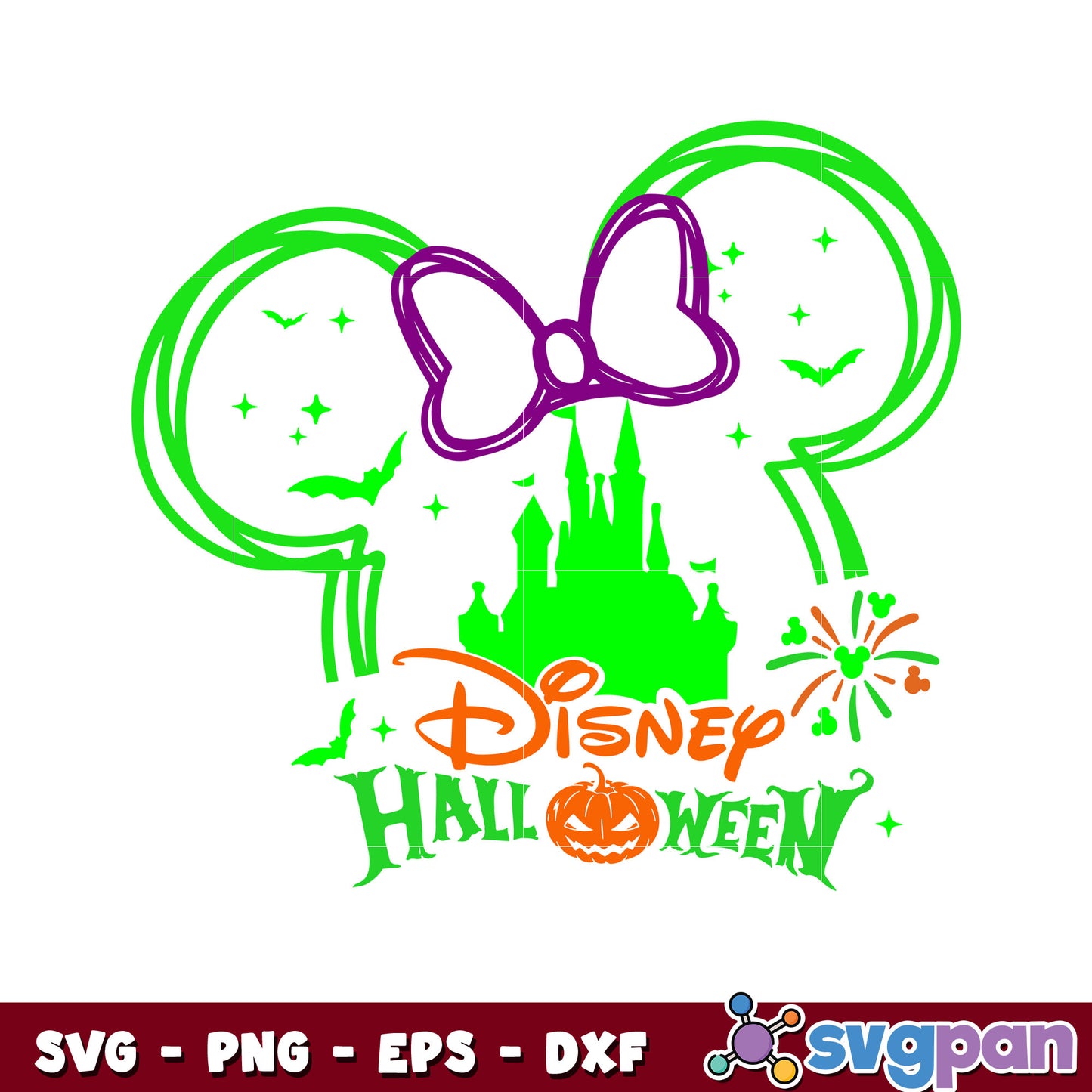 Minnie head disney halloween svg, minnie mouse ears​ svg