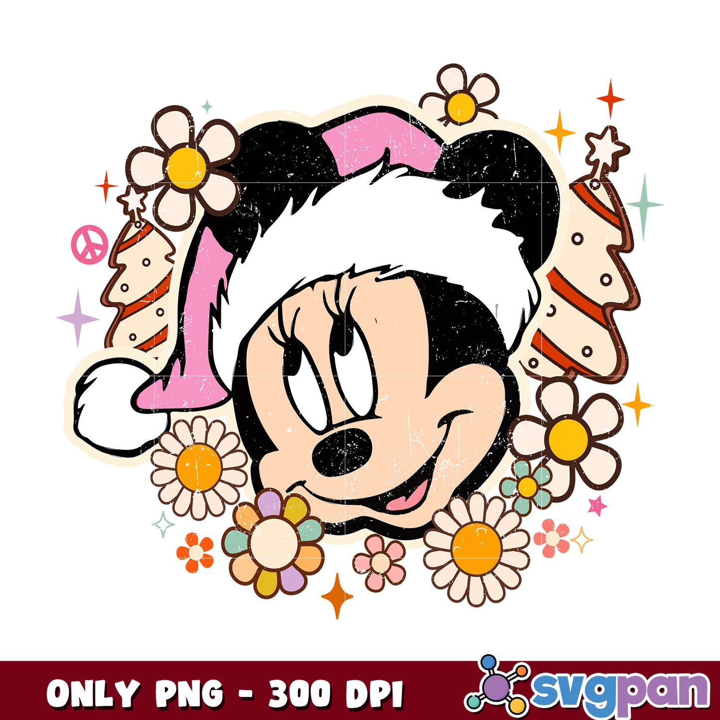 Minnie head merry chrismas png