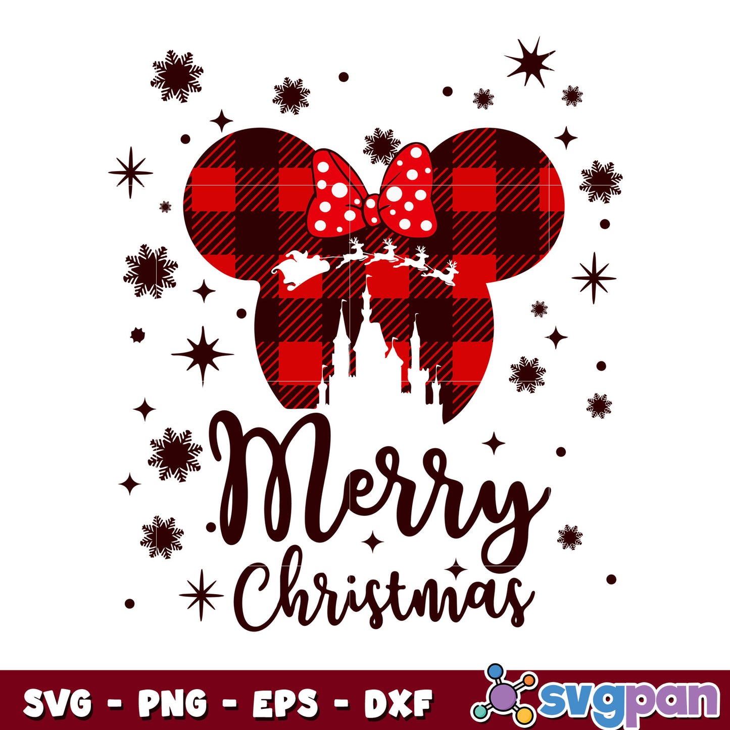 Minnie head merry christmas svg