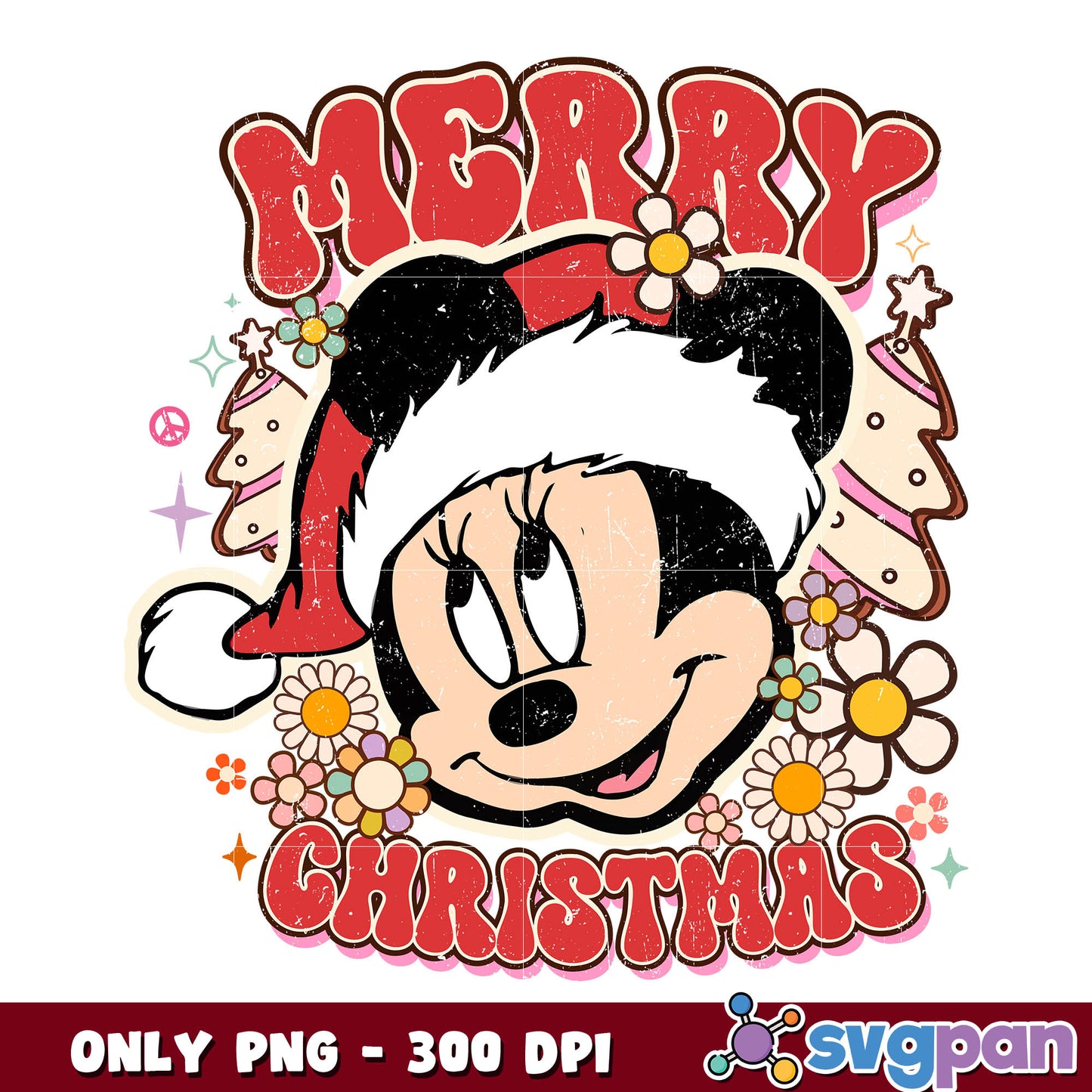 Minnie head mouse merry chrismas png