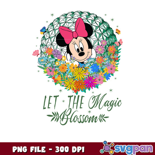 Minnie let the magic blossom png, minnie flower png, minnie magical garden png