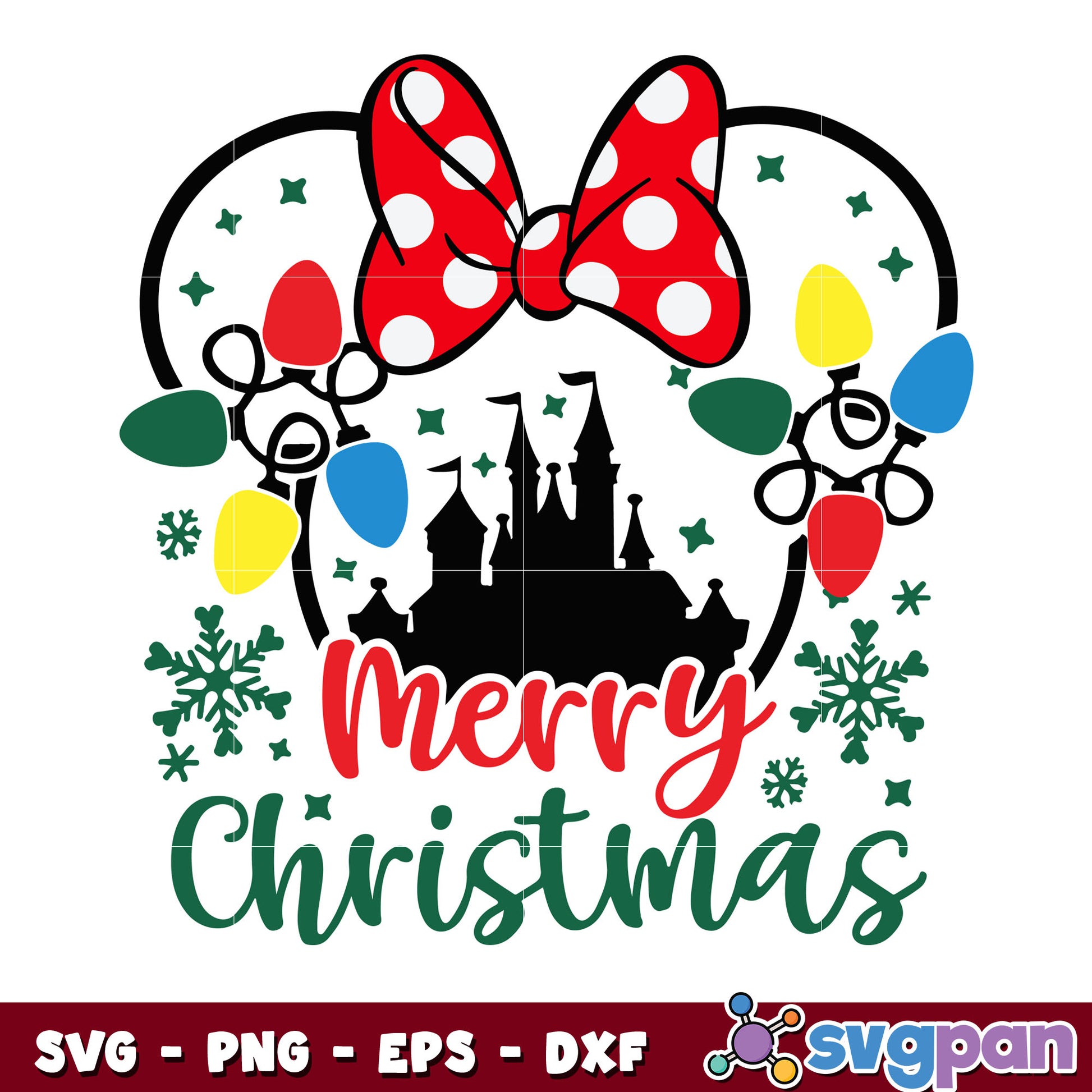 Minnie merry christmas lights svg