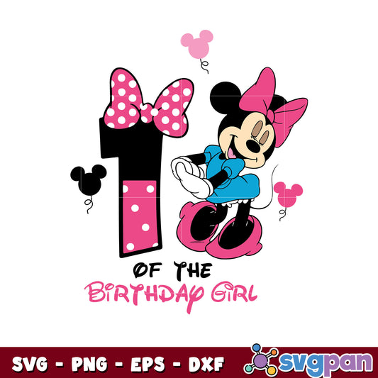 Minnie mouse 1 of the birthday girl svg, minnie mouse birthday​ svg