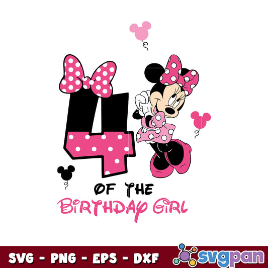 Minnie mouse 4th birthday girl design svg, minnie mouse svg, pink minnie svg