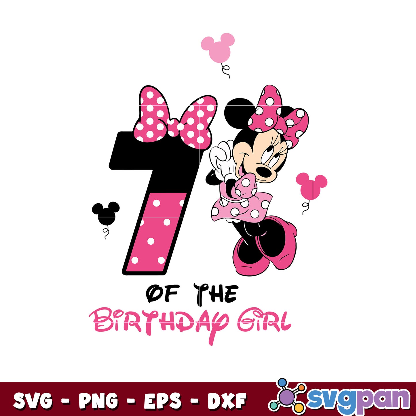 Minnie mouse 7th birthday girl svg, pink minnie svg, minnie mouse svg