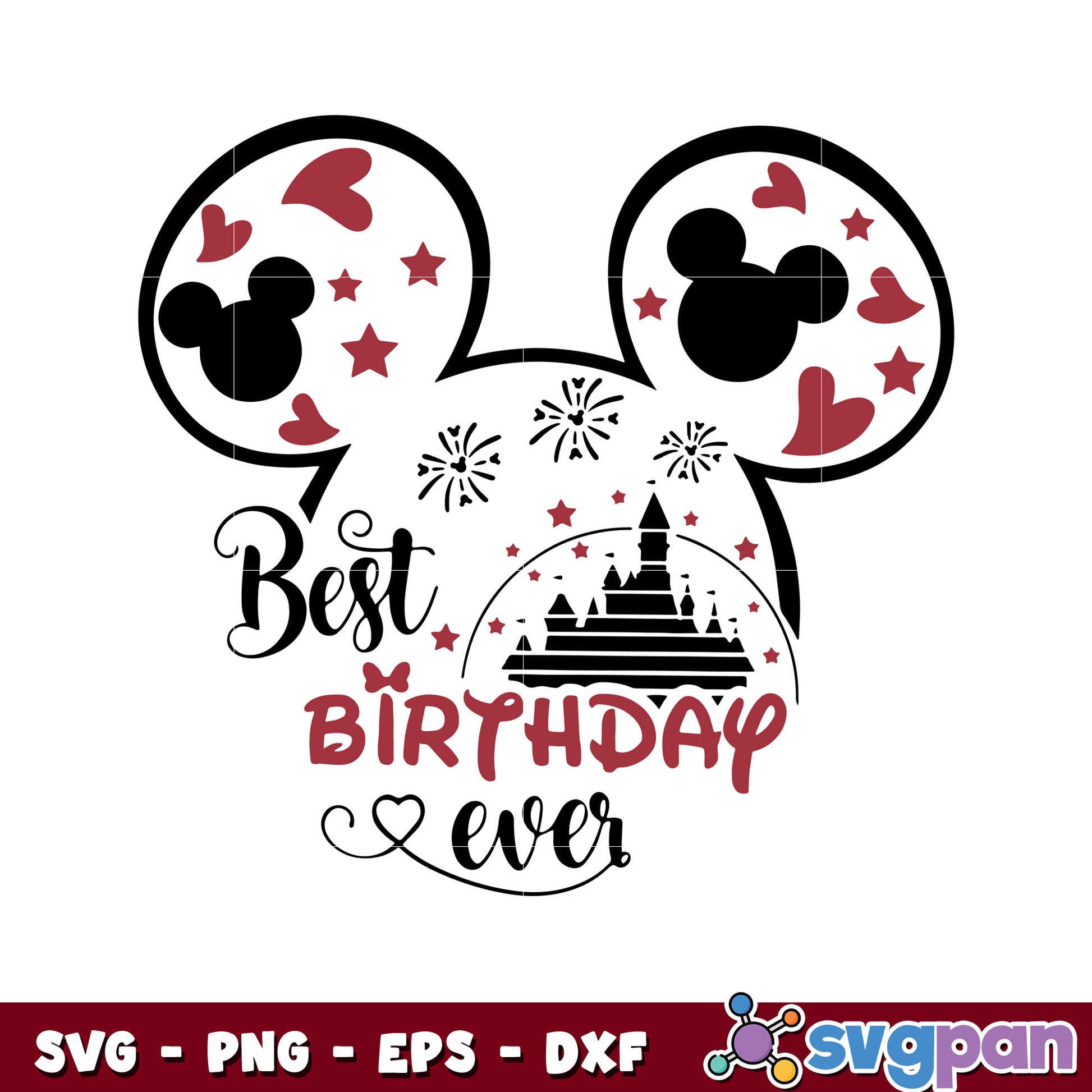 Minnie mouse best birthday ever design svg, minnie mouse ears​ svg (1)