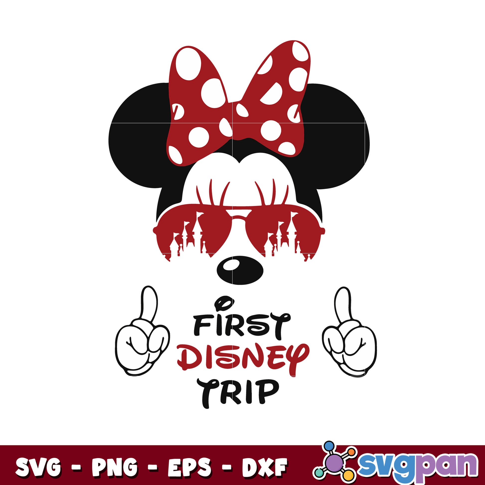 Minnie mouse face first disney trip svg, minnie mouse ears​ svg