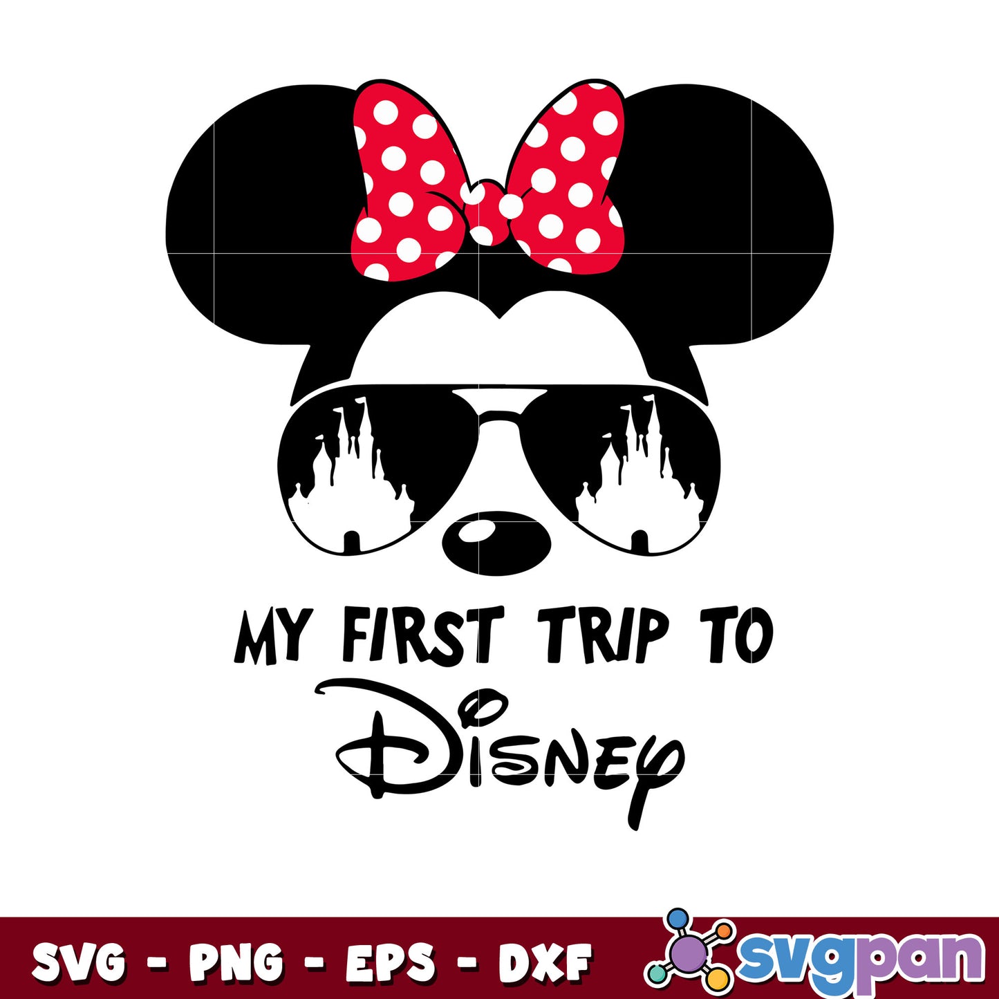 Minnie mouse first disney trip design svg, face minnie mouse​ svg