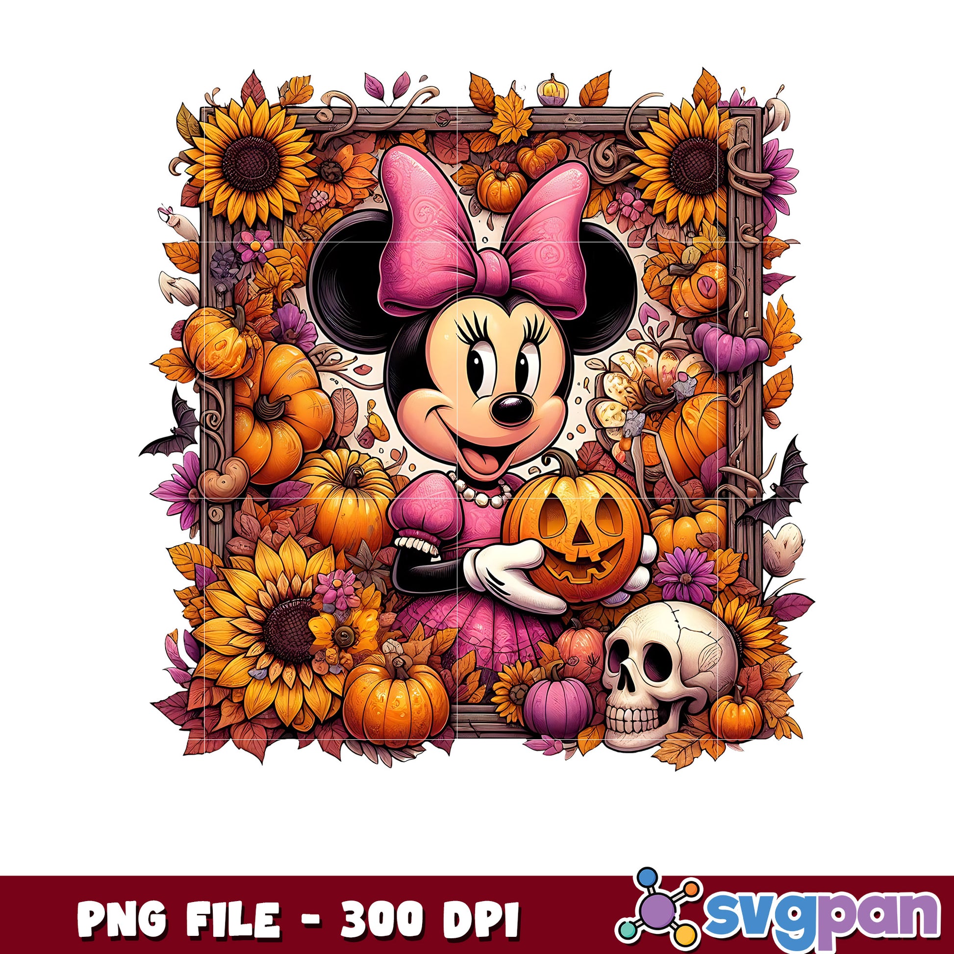 Minnie mouse halloween flowers png, cartoon characters png, halloween png