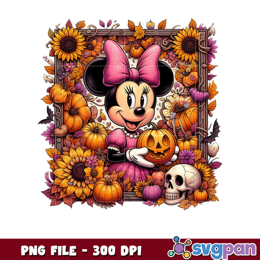 Minnie mouse halloween flowers png, cartoon characters png, halloween png