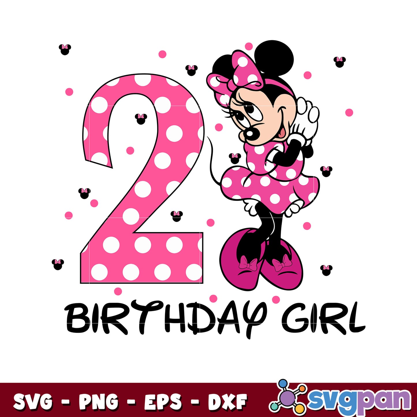 Minnie mouse happy birthday girl 2 svg, disney mickey birthday​ svg