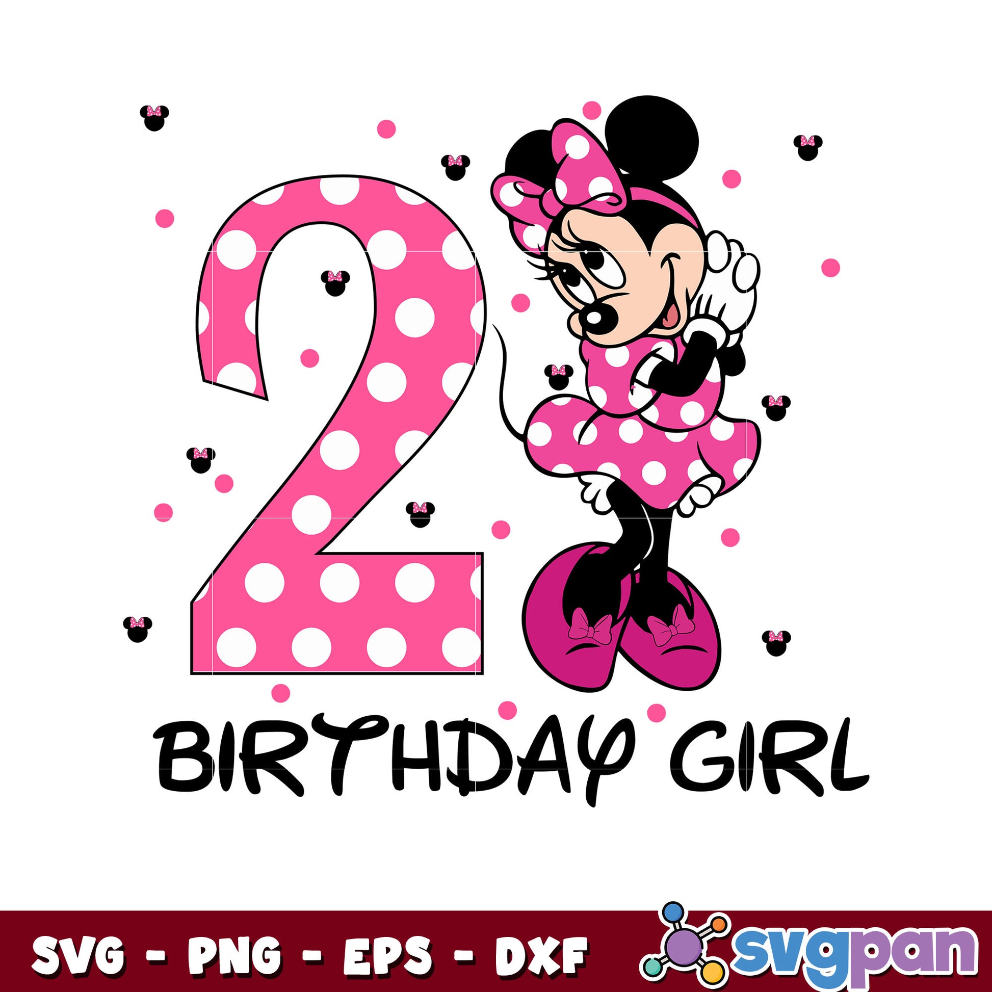 Minnie mouse happy birthday girl 2 svg, disney mickey birthday​ svg