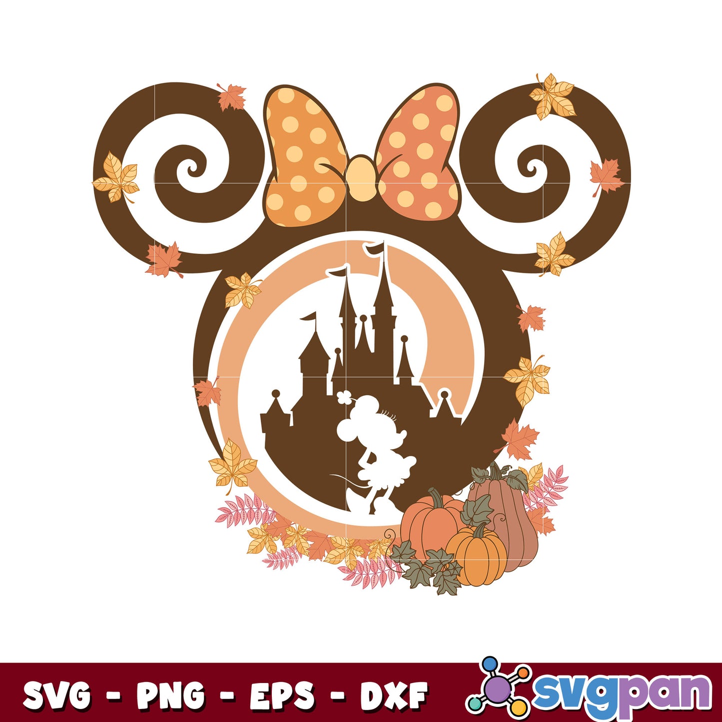 Minnie mouse head autumn svg, mickey mouse head svg, disney mouse svg