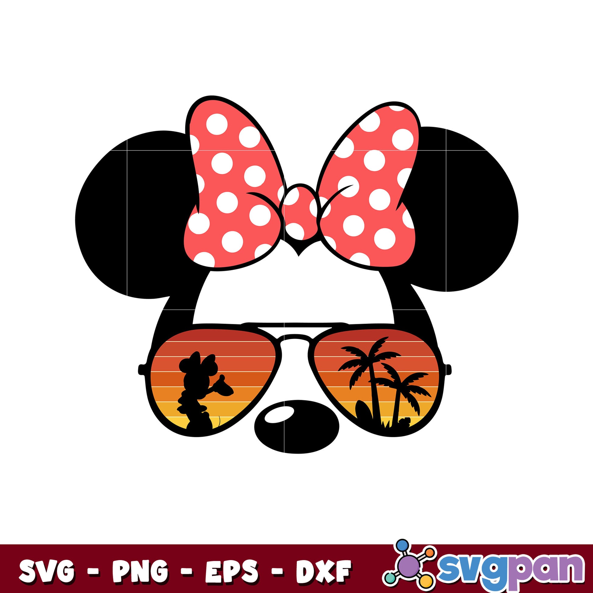 Minnie mouse head beach svg, disney family vacation svg