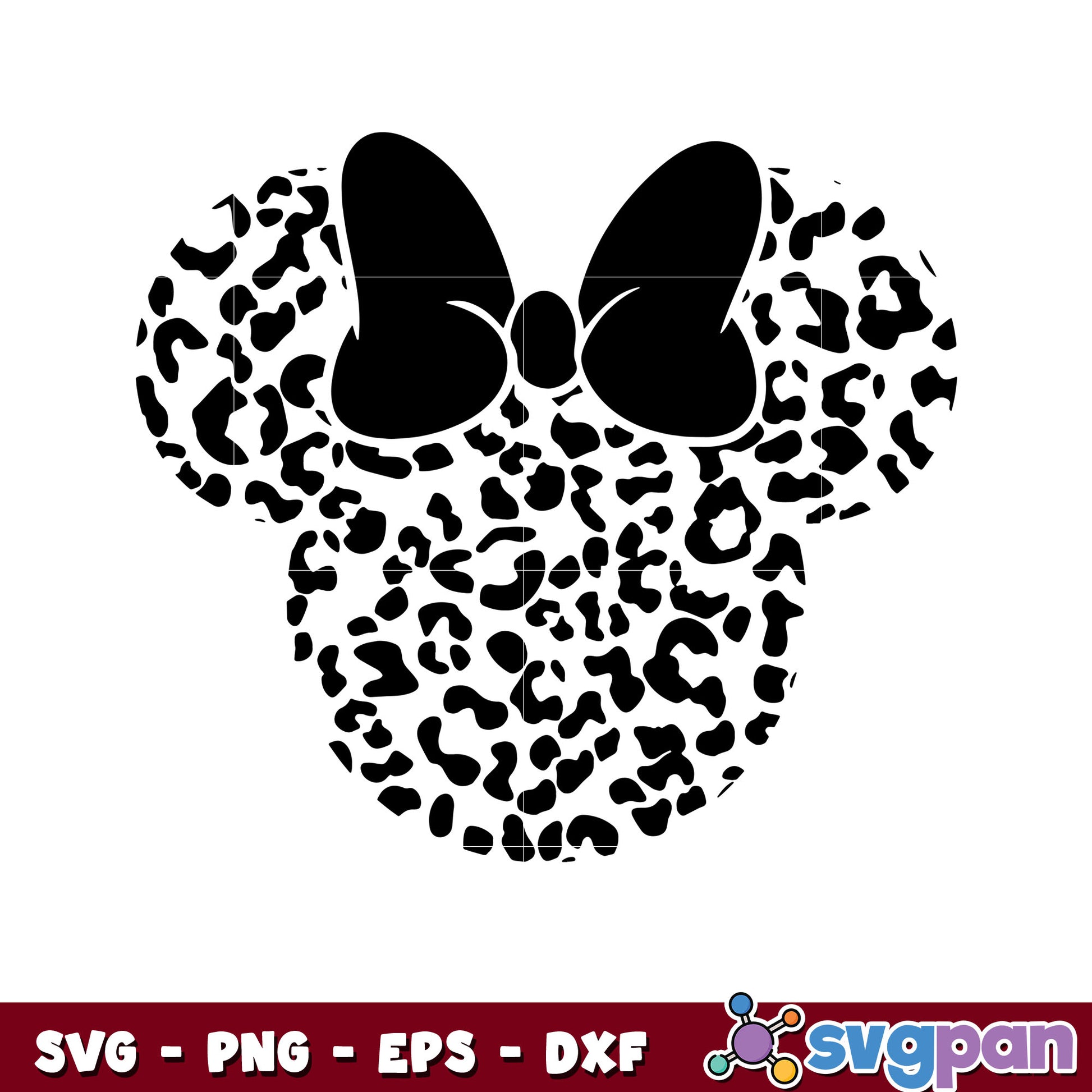 Minnie mouse head leopard design svg, minnie mouse ears svg