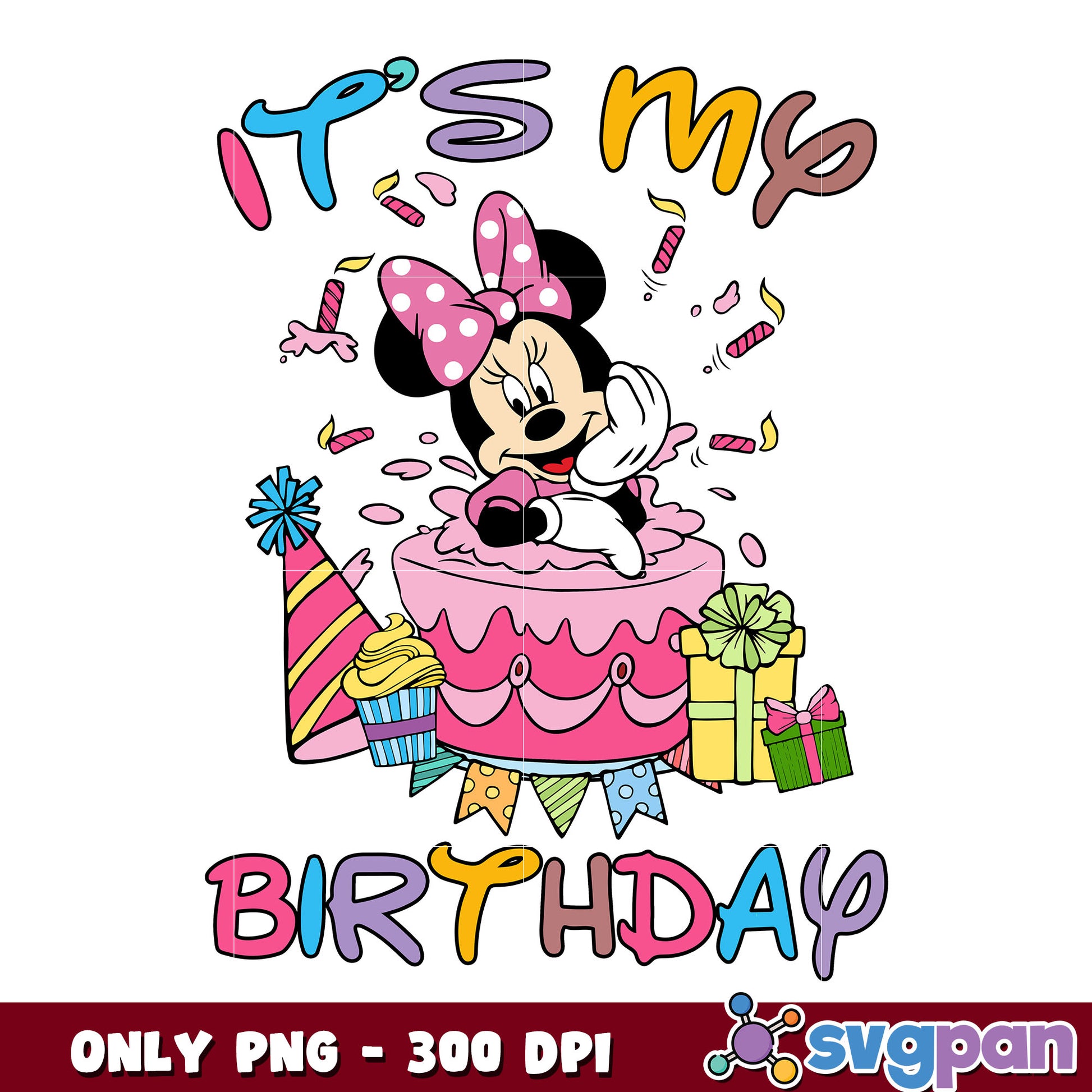 Minnie mouse it's my birthday png, minnie mouse png, minnie png