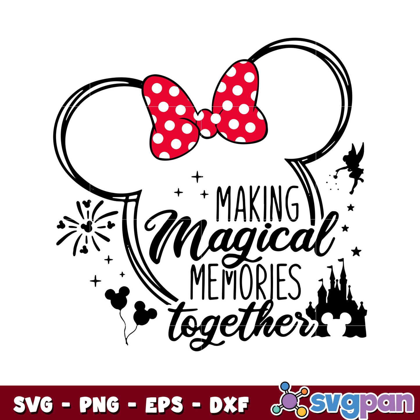 Minnie mouse making disney memories design svg, minnie ears​ svg