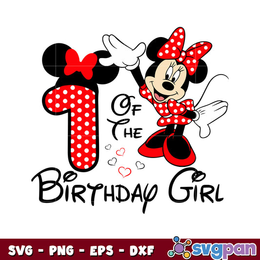 Minnie mouse red of the birthday 1 girl svg, disney minnie mouse​ svg