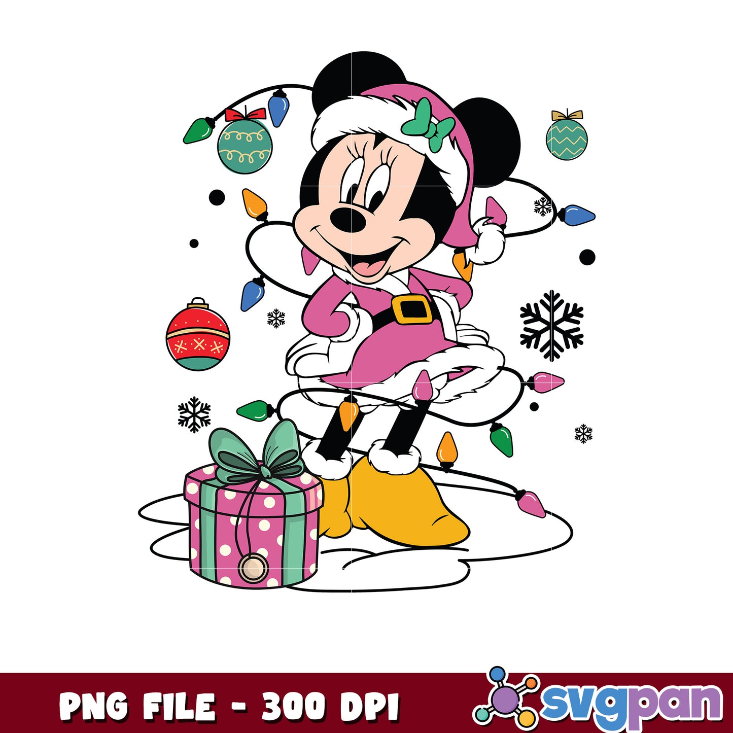 Minnie pink christmas costume png, chistmas white png, winter png