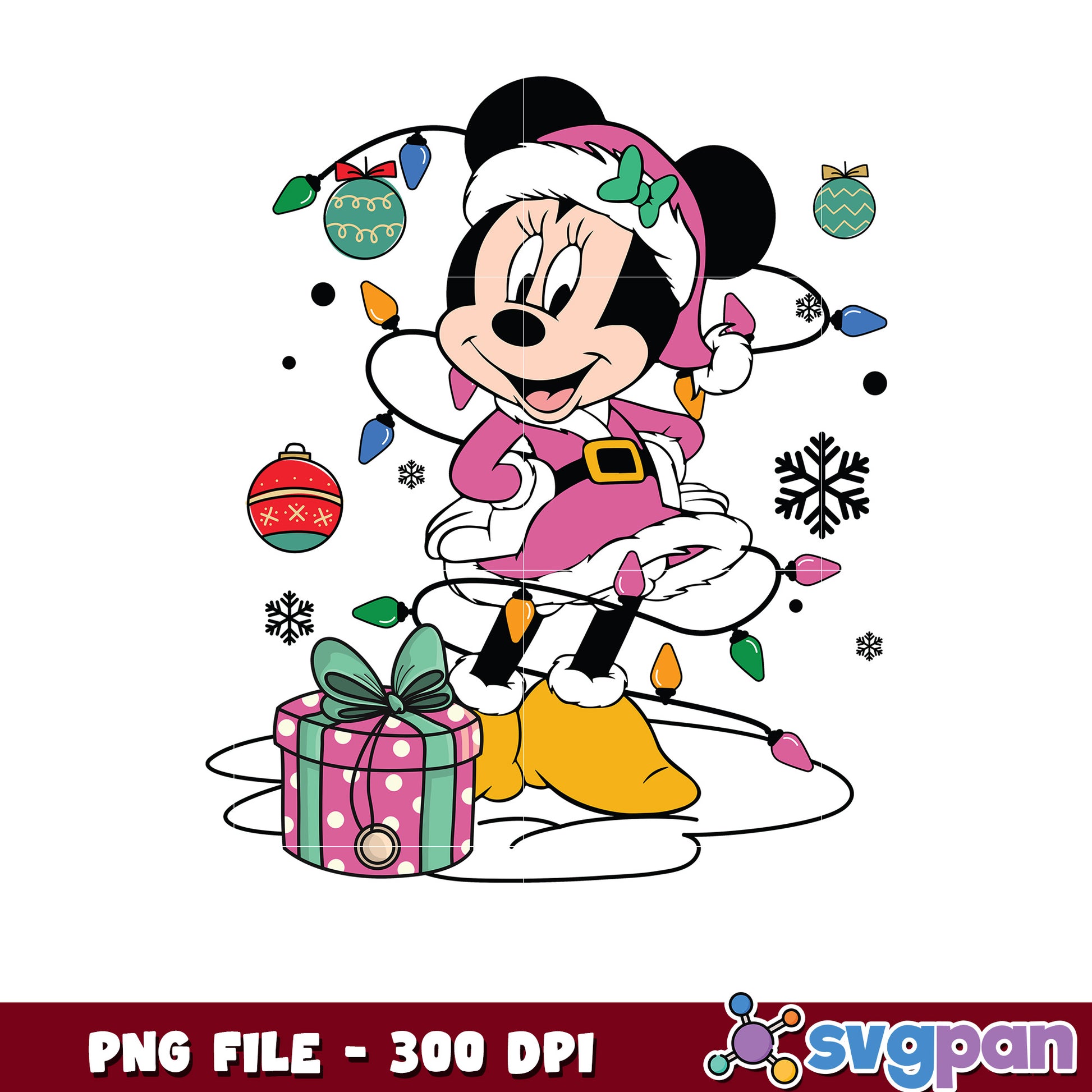 Minnie pink christmas costume png, chistmas white png, winter png