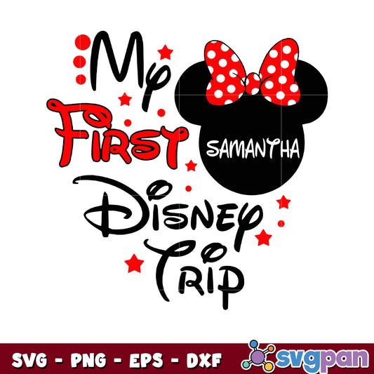 Minnie samantha my first disney trip design svg, minnie head svg