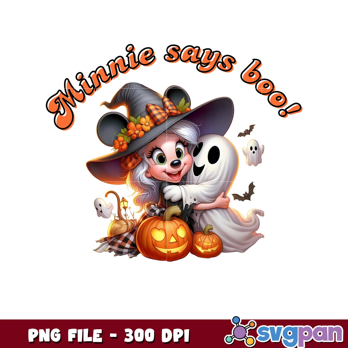 Minnie says boo png, time to halloween png, funny halloween png