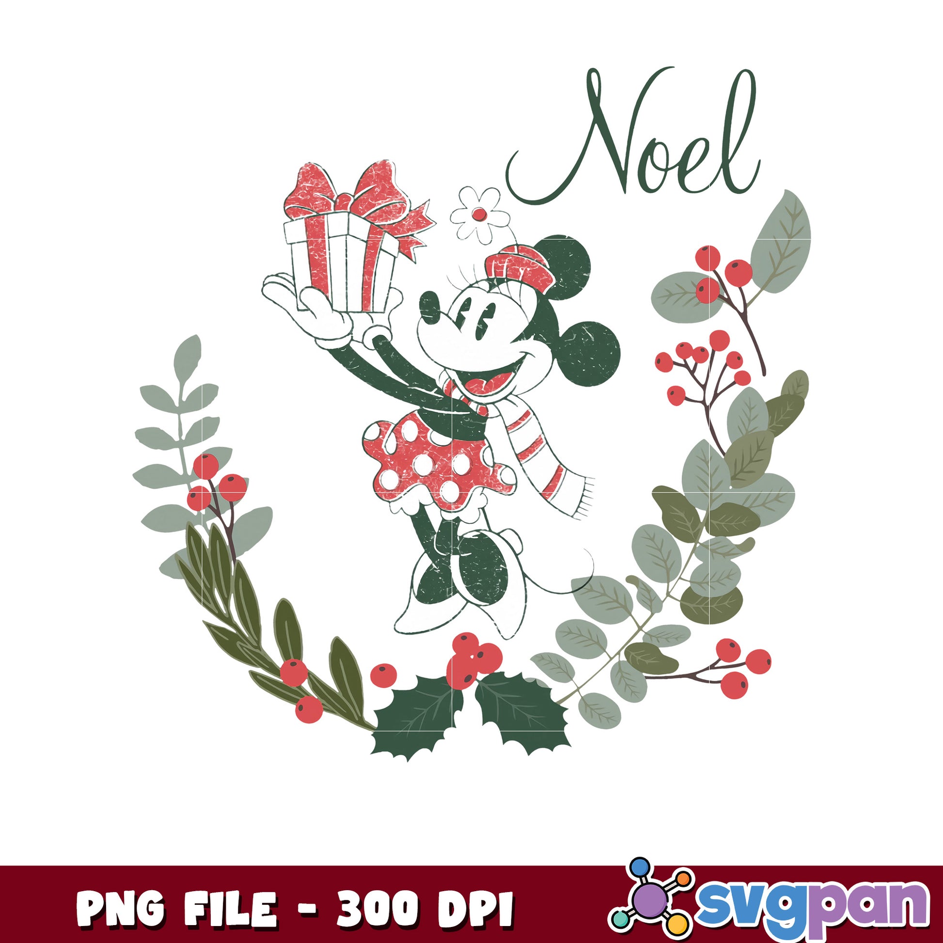 Minnie vintage noel png, chistmas clipart png, cartoon png