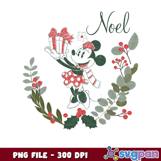 Minnie vintage noel png, chistmas clipart png, cartoon png