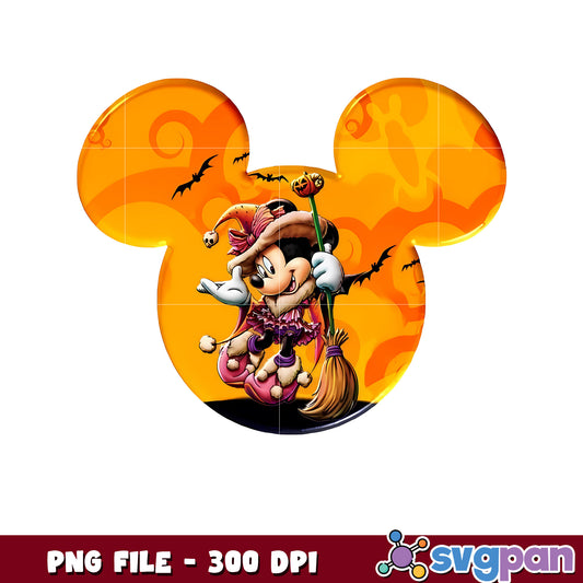 Minnie witch design png, halloween png, halloween cartoon png