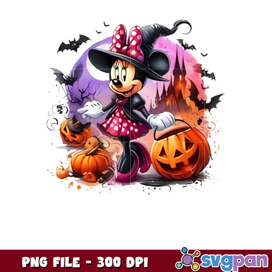 Minnie witch png, time to halloween png, funny halloween png