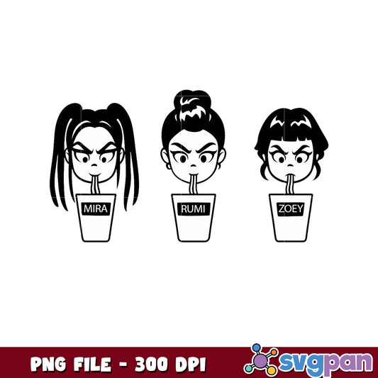 Mira rumi and zoey png, kpop demon hunters png, korean cartoon png