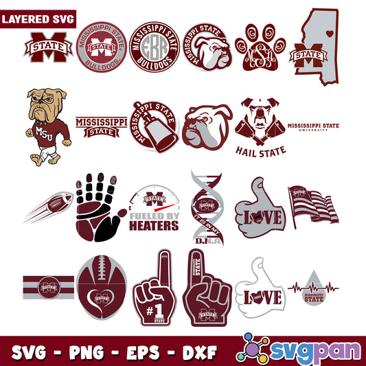 Mississippi State Bulldogs SVG Bundle for Crafting