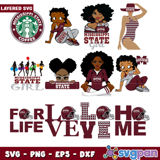 Mississippi State Girl SVG Bundle for Creative Crafts
